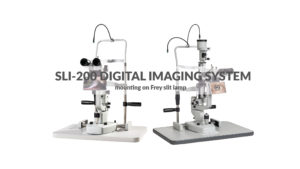 Frey slit lamps SL-100 and SL-110 standing together with digital maging system SLI-200 great eye photo
